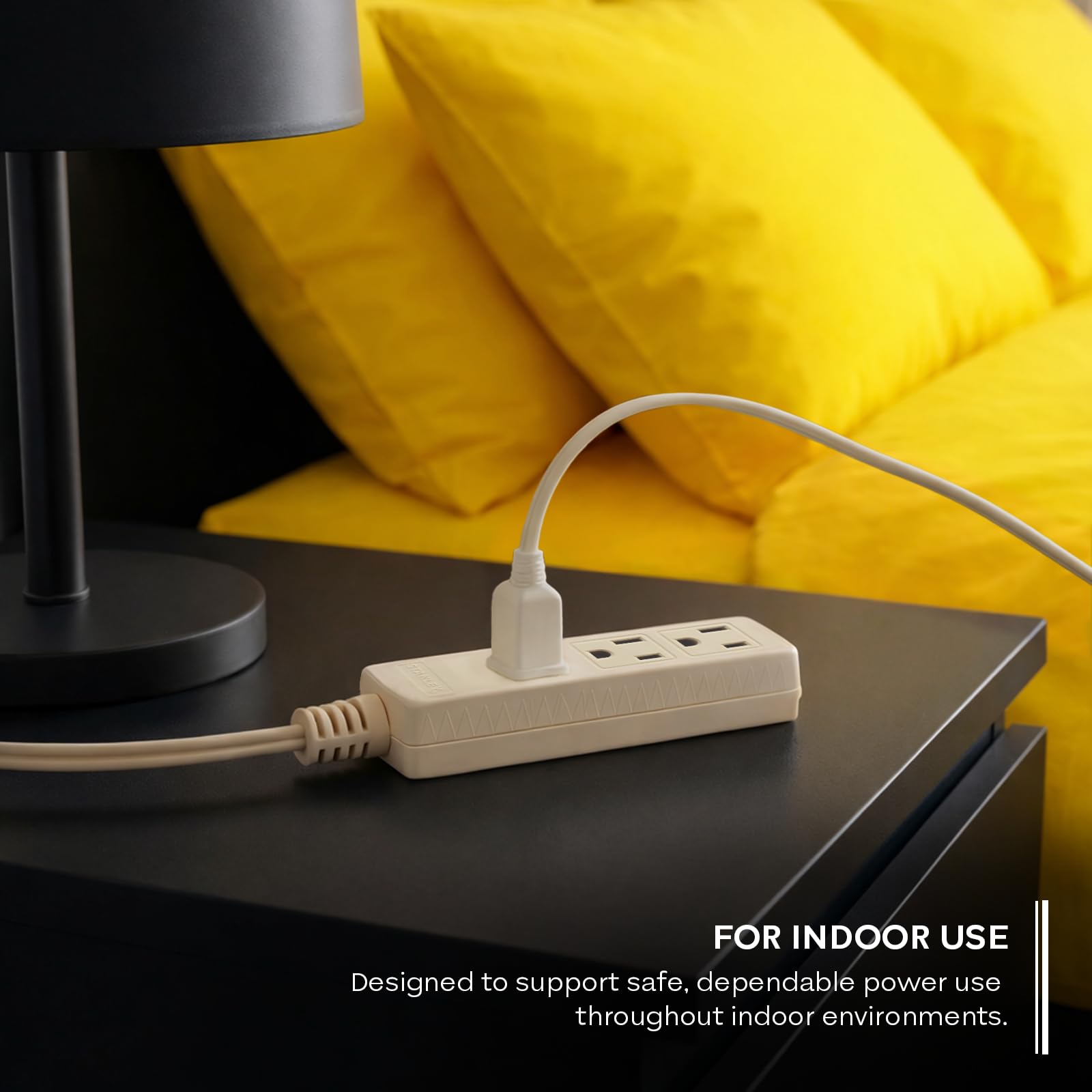 STANLEY CordMax Indoor Appliance Extension Cord 9 Ft Flexible Power Cable 3 Grounded Outlets 16/3 AWG Cable 125V/13A 1625W Beige for Indoor Use - Image 6