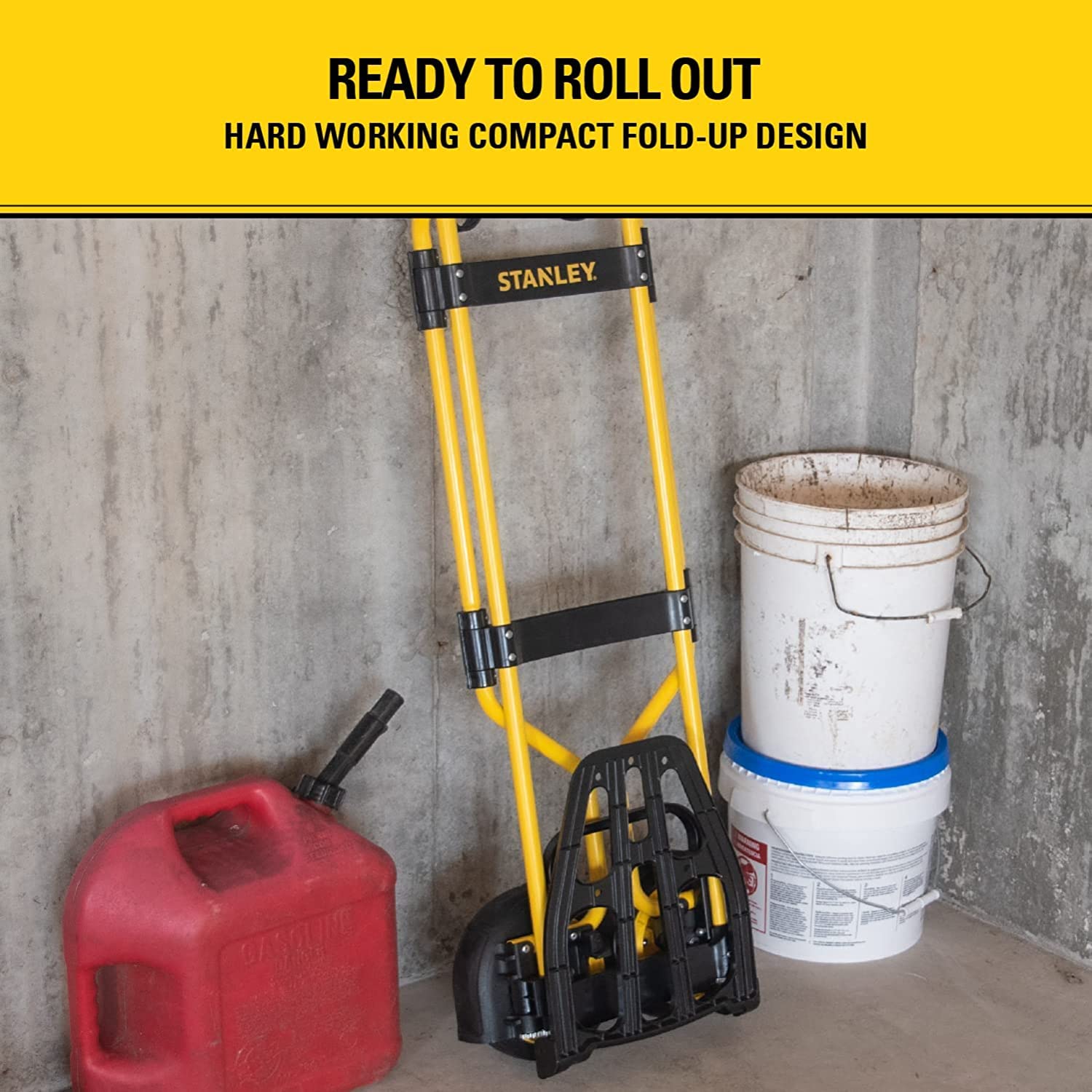 Stanley Heavy-Duty Folding Hand Truck & Dolly, 400 lbs. (181 kgs.) Capacity, Professional Grade, Compact, Lightweight & Slim Design, Easy Storage, Steel Frame, Ergonomic 3 Handle Design (SXWT-FT591) - Image 4