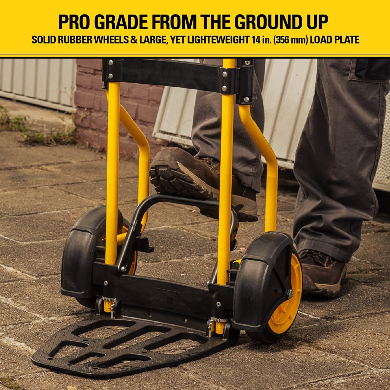 Stanley Heavy-Duty Folding Hand Truck & Dolly, 400 lbs. (181 kgs.) Capacity, Professional Grade, Compact, Lightweight & Slim Design, Easy Storage, Steel Frame, Ergonomic 3 Handle Design (SXWT-FT591) - Image 7